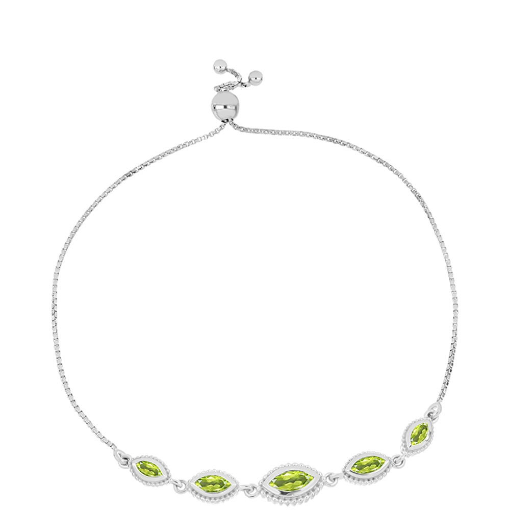 Stříbrný Náramek s Čchang-pajským Peridotem 2 