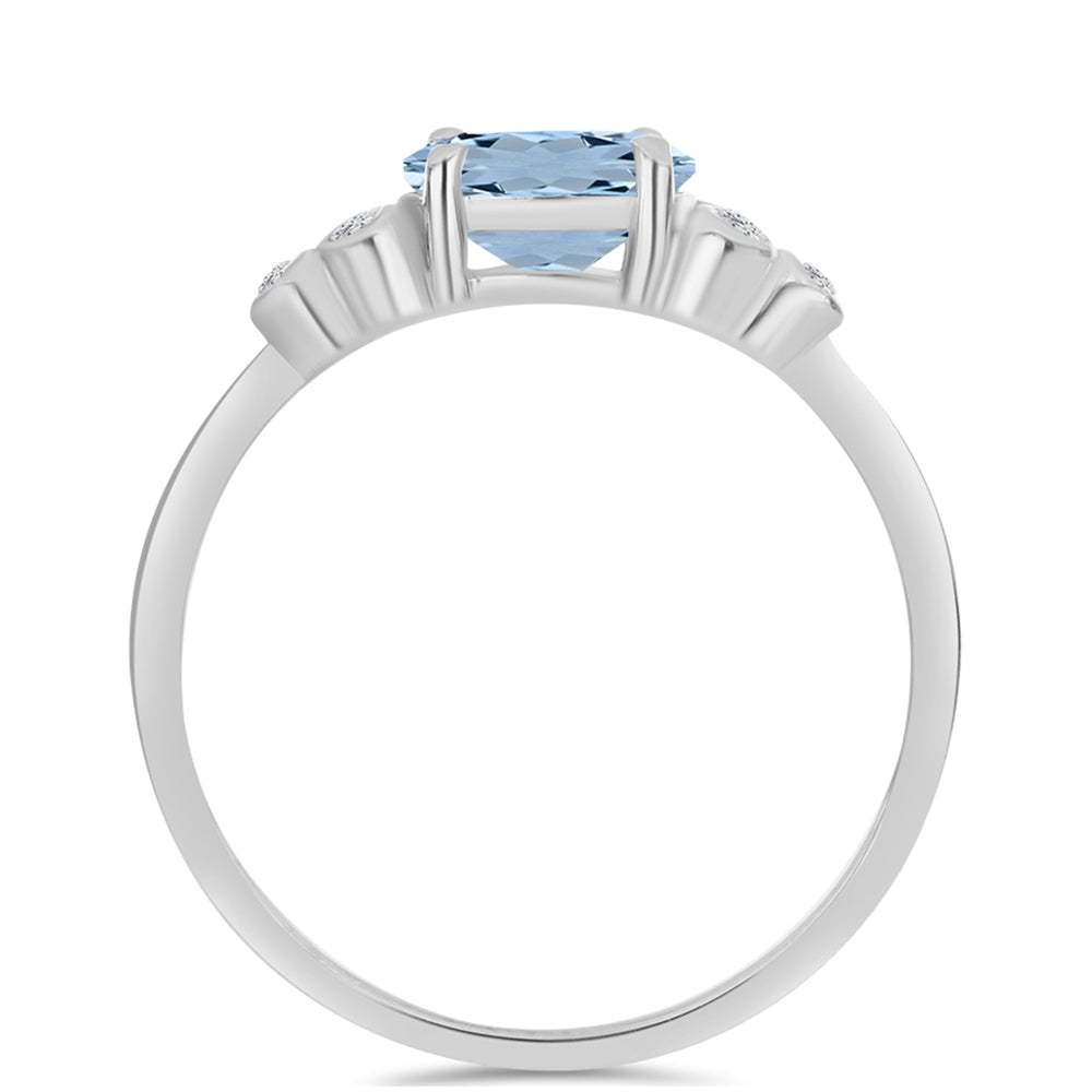 Stříbrný Prsten s Akvamarínem z Embu County a Bílým Topazem