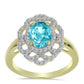 Pozlacené Stříbro 925/1000 - Prsten s Paraiba Křemenem a Bílým Topazem - Karátové číslo: 2.27. přibližná hmotnost: 4.21 gramů
