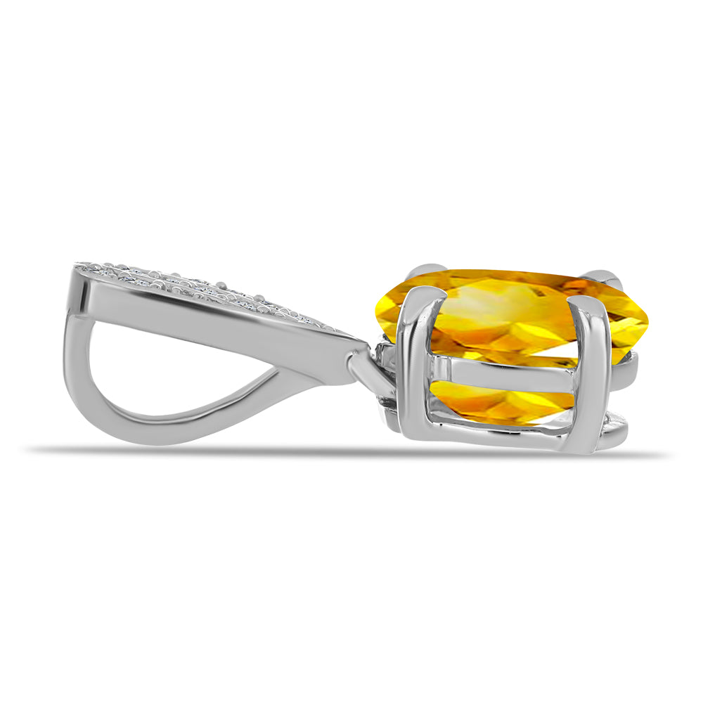 Stříbro 925/1000 - Přívěsek s Uralským Citrínem a Bílým Topazem - Karátové číslo: 1.27. přibližná hmotnost: 1.03 gramů 2 