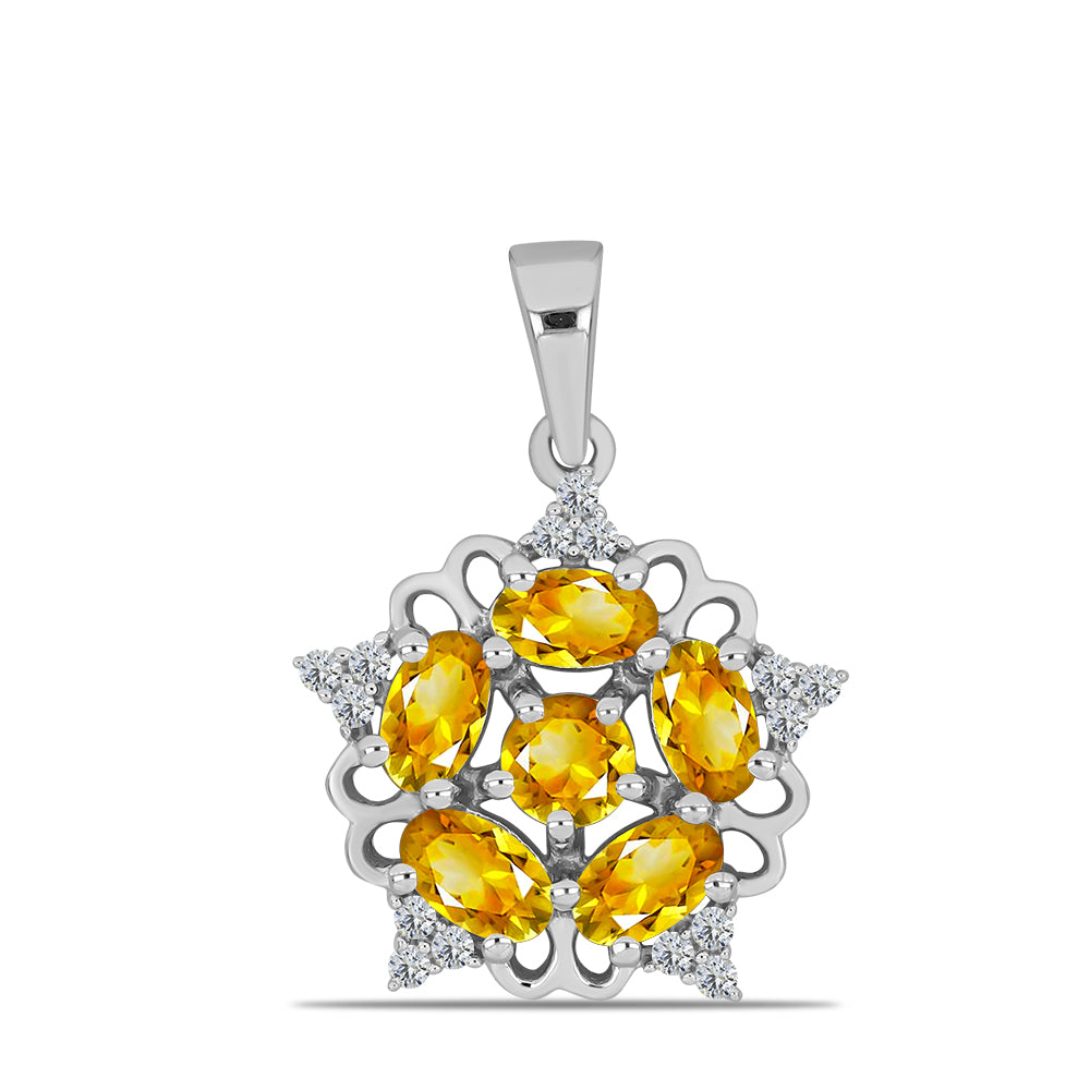 Stříbro 925/1000 - Přívěsek s Uralským Citrínem a Bílým Topazem - Karátové číslo: 1.33. přibližná hmotnost: 1.98 gramů