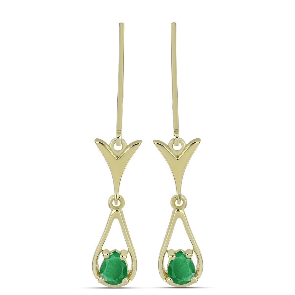Pozlacené Stříbrné Náušnice s Zambijským Smaragdem 1 