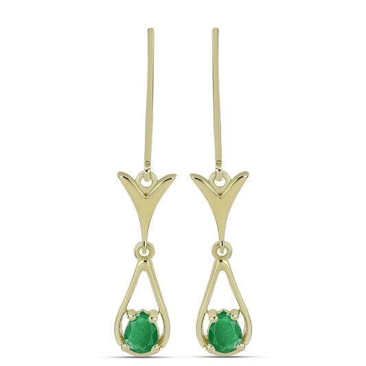 Pozlacené Stříbrné Náušnice s Zambijským Smaragdem