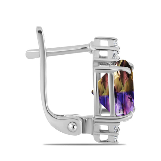 Stříbrné Náušnice s Anahi Ametrínem a Bílým Topazem