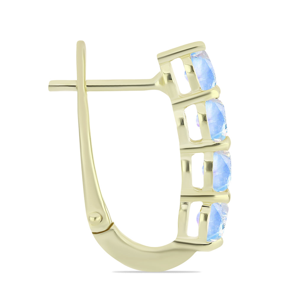 Pozlacené Stříbrné Náušnice s Duhovým Měsíčním Kamenem