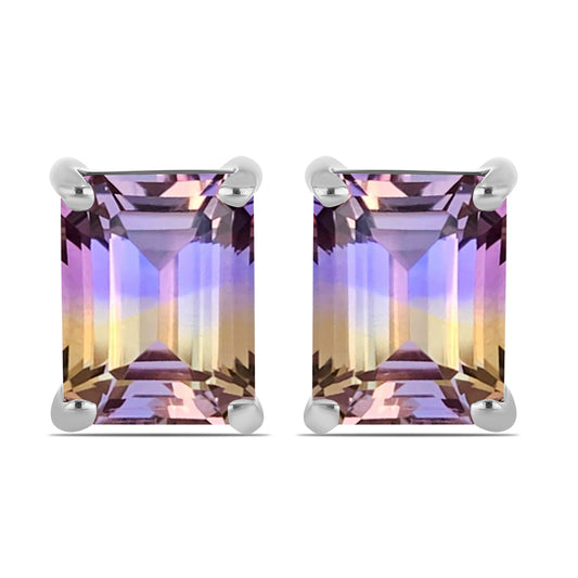Stříbro 925/1000 - Náušnice s Anahi Ametrínem - Karátové číslo: 4.32. přibližná hmotnost: 2.45 gramů