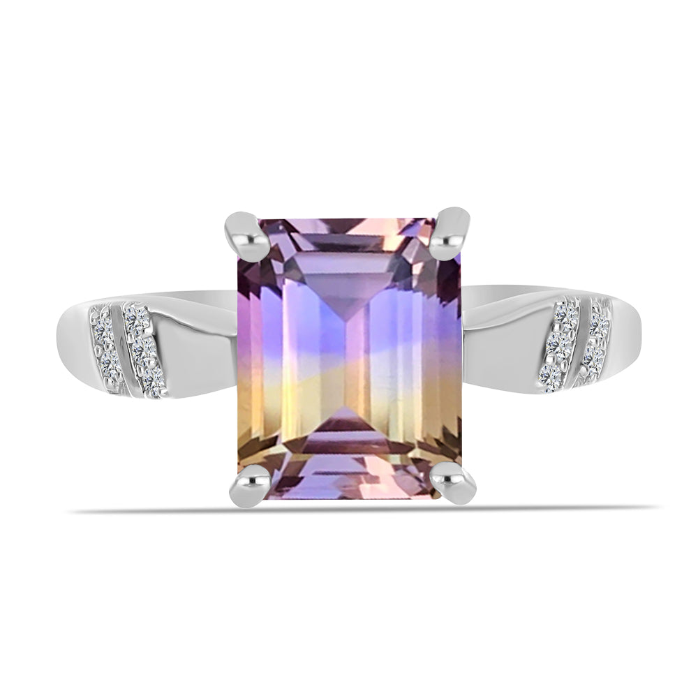 Stříbrný Prsten s Anahi Ametrínem a Bílým Topazem
