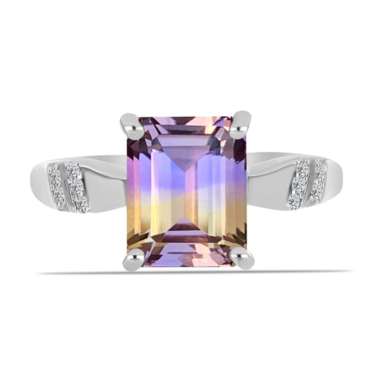 Stříbrný Prsten s Anahi Ametrínem a Bílým Topazem