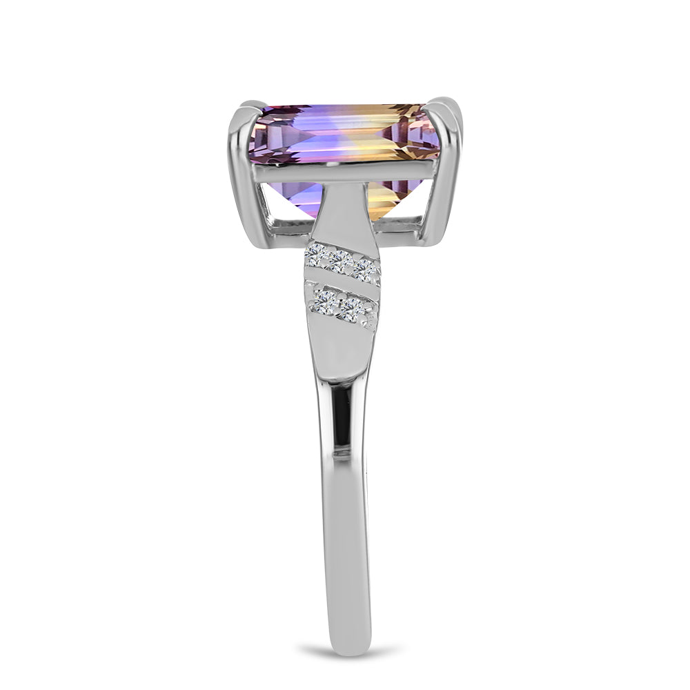 Stříbrný Prsten s Anahi Ametrínem a Bílým Topazem 4 