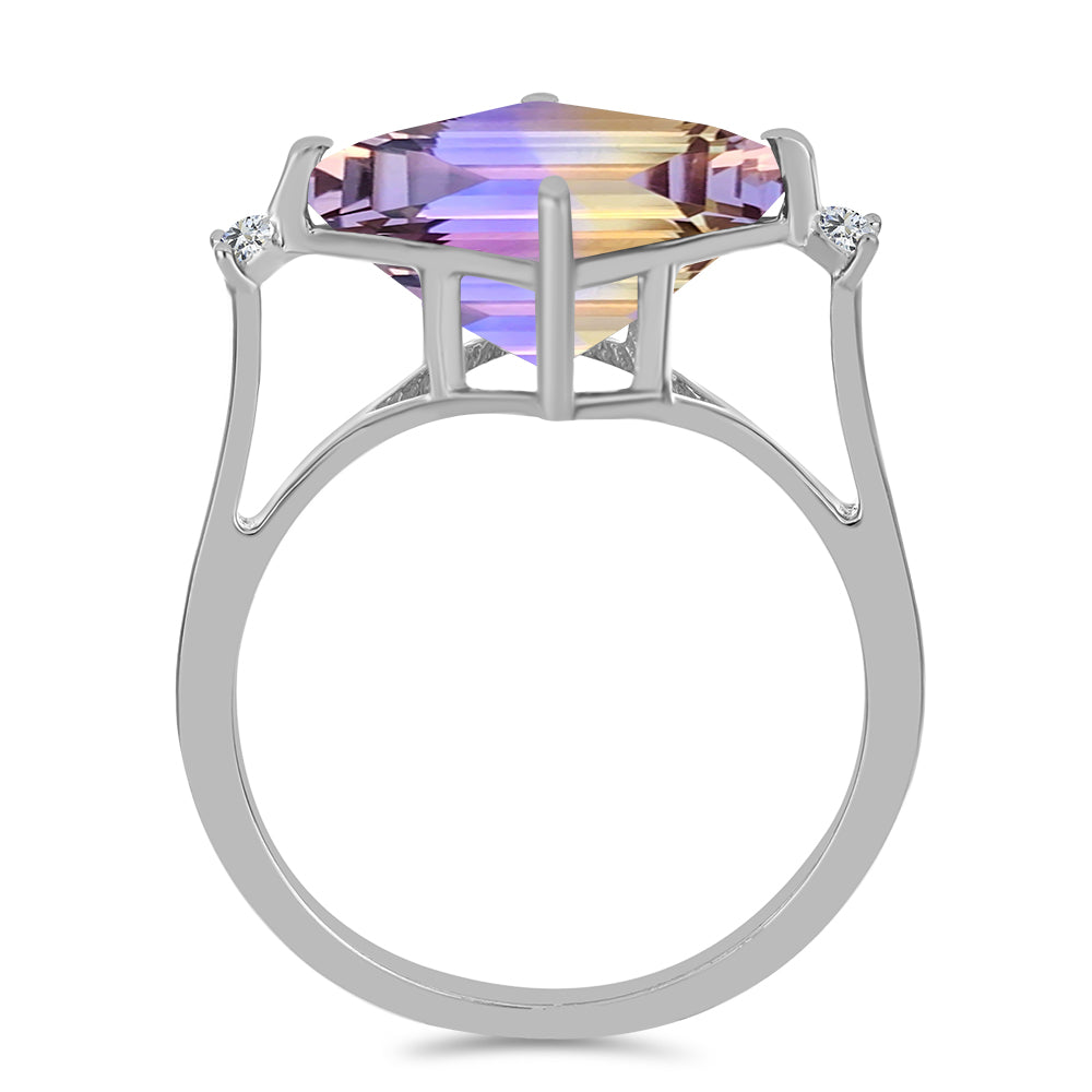 Stříbrný Prsten s Anahi Ametrínem a Bílým Topazem 2 