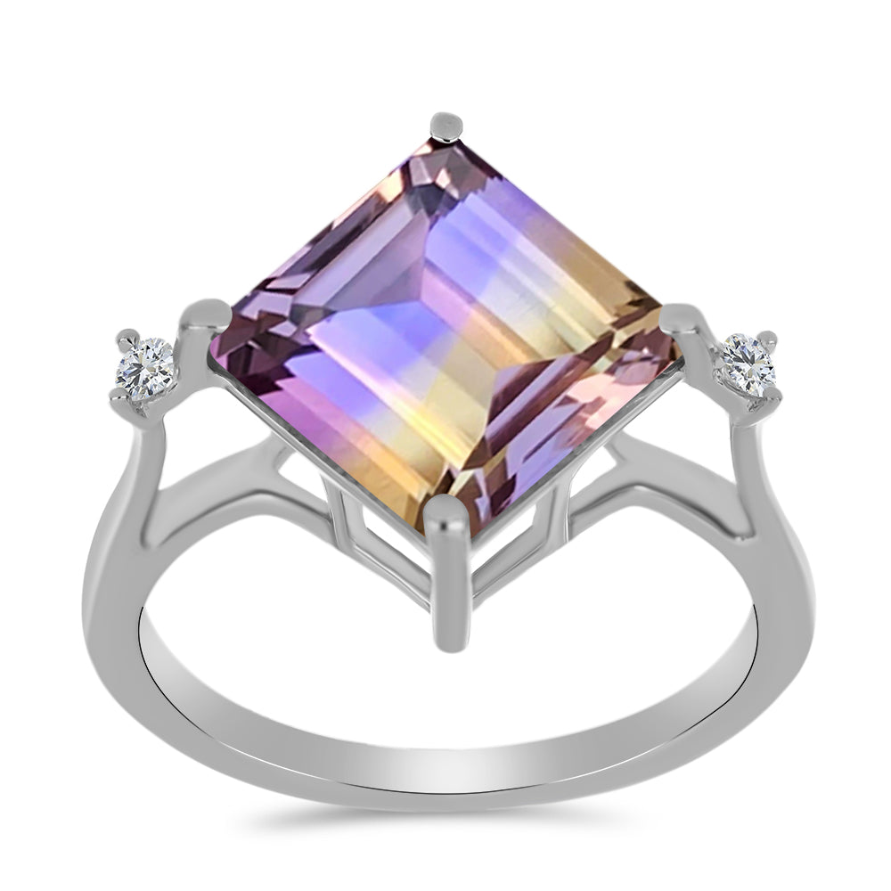 Stříbrný Prsten s Anahi Ametrínem a Bílým Topazem 3 