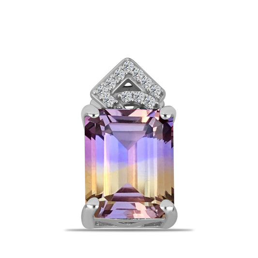 Stříbro 925/1000 - Přívěsek s Anahi Ametrínem a Bílým Topazem - Karátové číslo: 3.23. přibližná hmotnost: 1.85 gramů