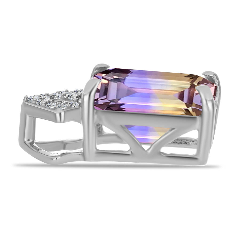 Stříbro 925/1000 - Přívěsek s Anahi Ametrínem a Bílým Topazem - Karátové číslo: 3.23. přibližná hmotnost: 1.85 gramů 2 