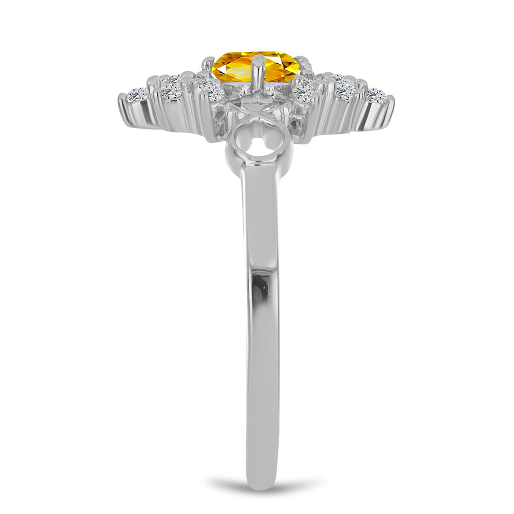 Stříbro 925/1000 - Prsten s Uralským Citrínem a Bílým Topazem - Karátové číslo: 1.09. přibližná hmotnost: 2.86 gramů 4 