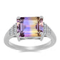 Stříbro 925/1000 Prsten s Anahi Ametrínem a Bílým Topazem - Karátové číslo: 3.35. přibližná hmotnost: 3.56 gramů