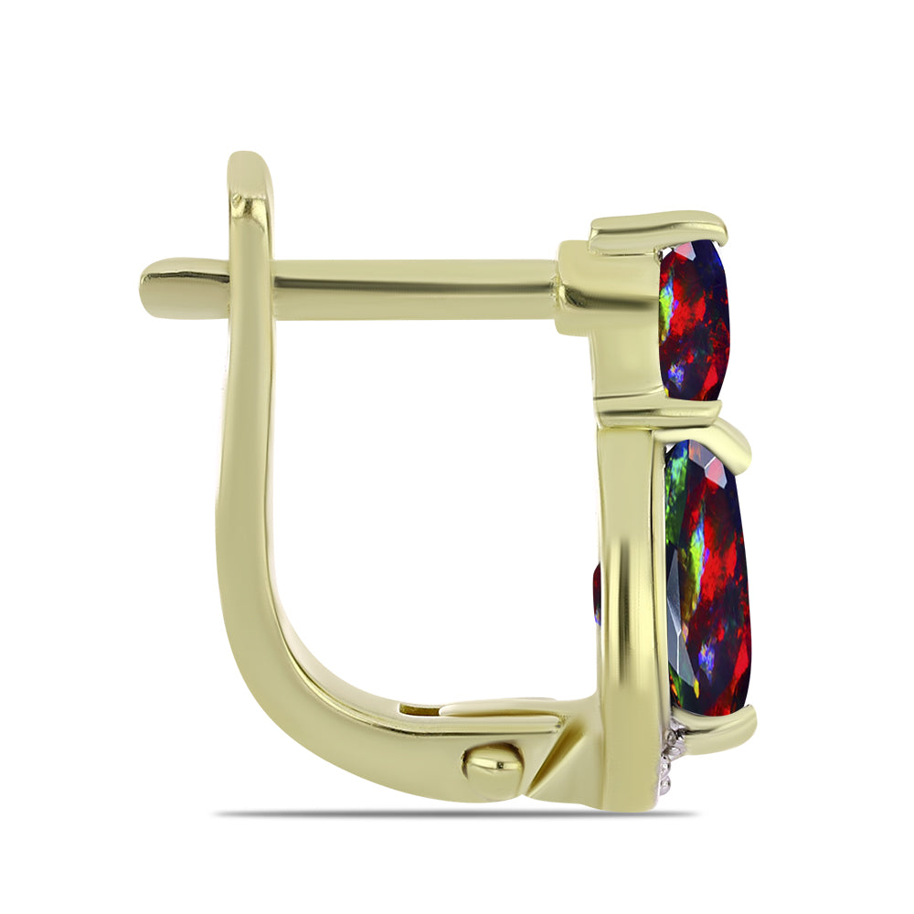 Pozlacené Stříbrné Náušnice s Půlnočně Černým Etiopským Opálem z Lega Dembi a Bílým Topazem 2 