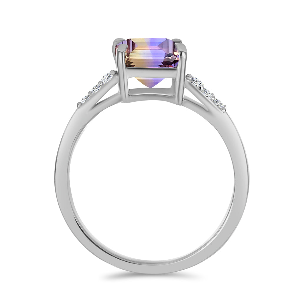 Stříbro 925/1000 - Prsten s Anahi Ametrínem a Bílým Topazem - Karátové číslo: 2.26. přibližná hmotnost: 2.43 gramů 2 