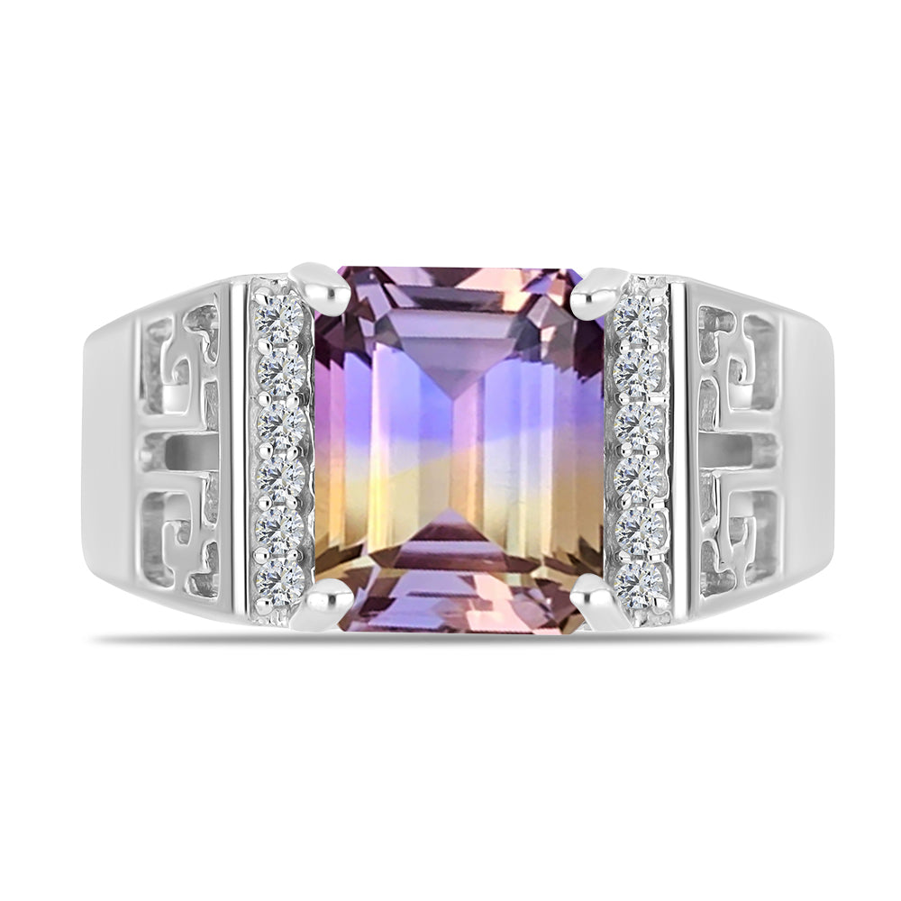 Stříbrný Prsten s Anahi Ametrínem a Bílým Topazem 1 