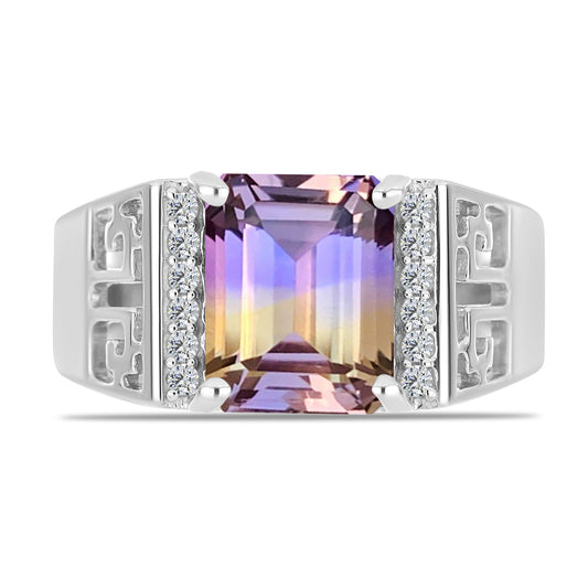 Stříbrný Prsten s Anahi Ametrínem a Bílým Topazem