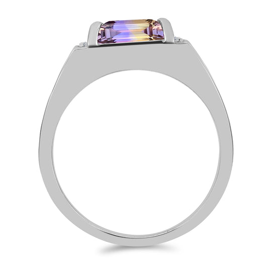 Stříbrný Prsten s Anahi Ametrínem a Bílým Topazem