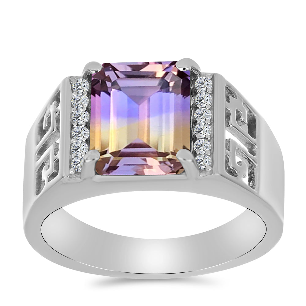 Stříbrný Prsten s Anahi Ametrínem a Bílým Topazem 3 