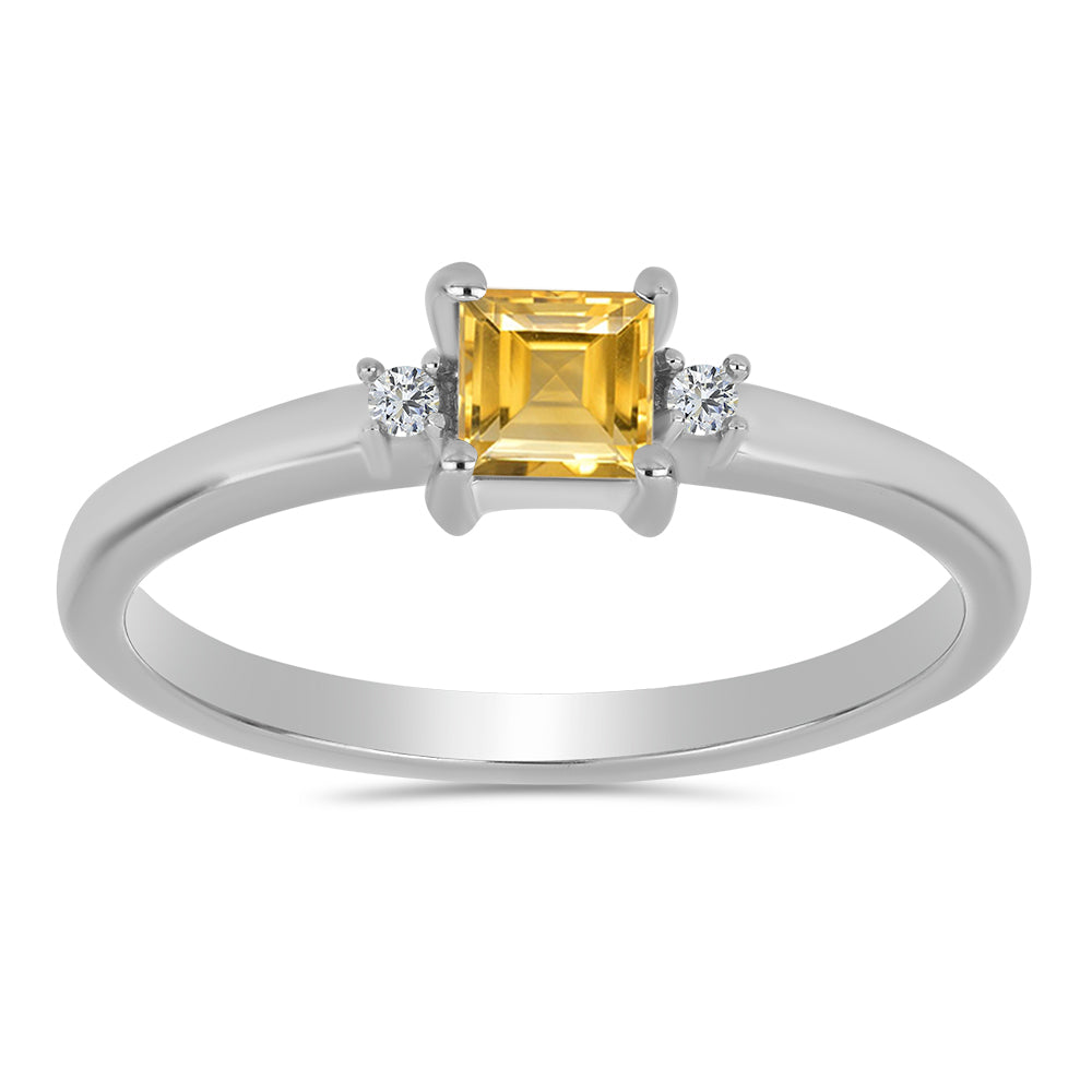 Stříbro 925/1000 - Sada s Uralským Citrínem a Bílým Topazem - Karátové číslo: 1.47. přibližná hmotnost: 3.69 gramů ( Náušnice+Prsten+Přívěsek )