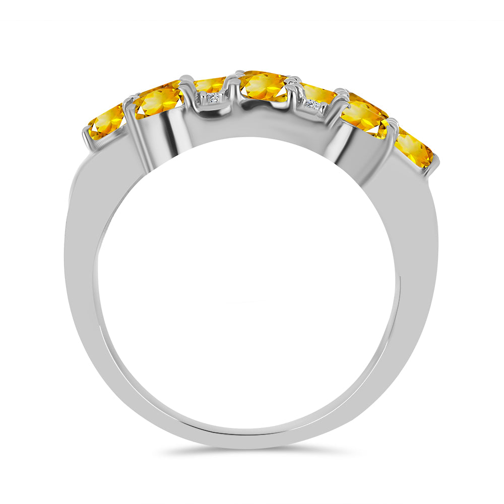 Stříbro 925/1000 - Prsten s Uralským Citrínem a Bílým Topazem - Karátové číslo: 1.61. přibližná hmotnost: 4.15 gramů 2 