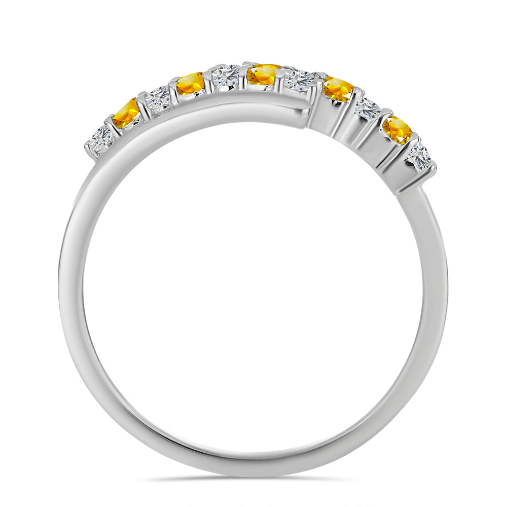 Stříbro 925/1000 - Prsten s Uralským Citrínem a Bílým Topazem - Karátové číslo: 0.47. přibližná hmotnost: 2.29 gramů 3 