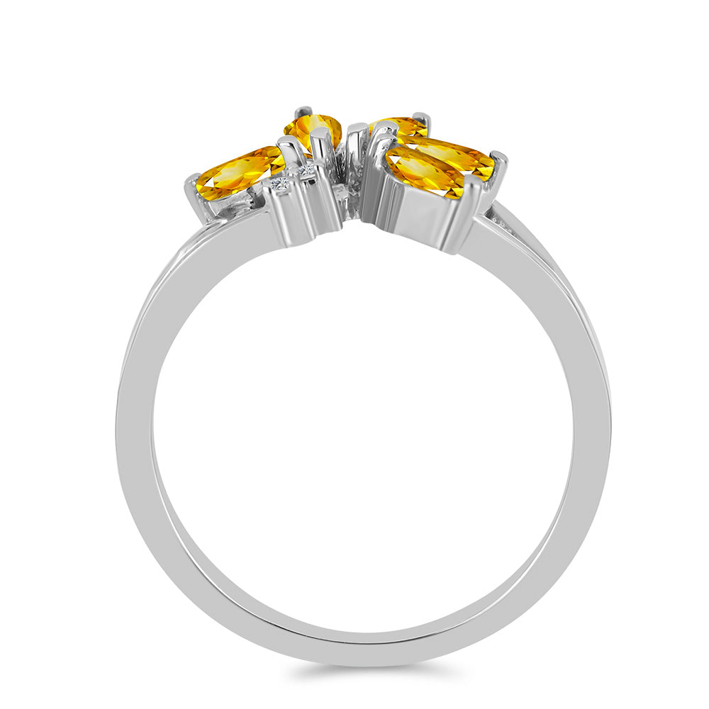 Stříbro 925/1000 - Prsten s Uralským Citrínem a Bílým Topazem - Karátové číslo: 0.68. přibližná hmotnost: 3.13 gramů