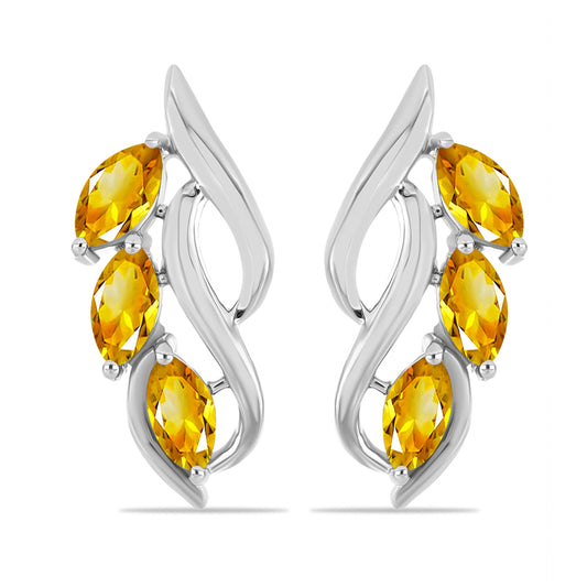 Stříbrné Náušnice s Uralským Citrínem