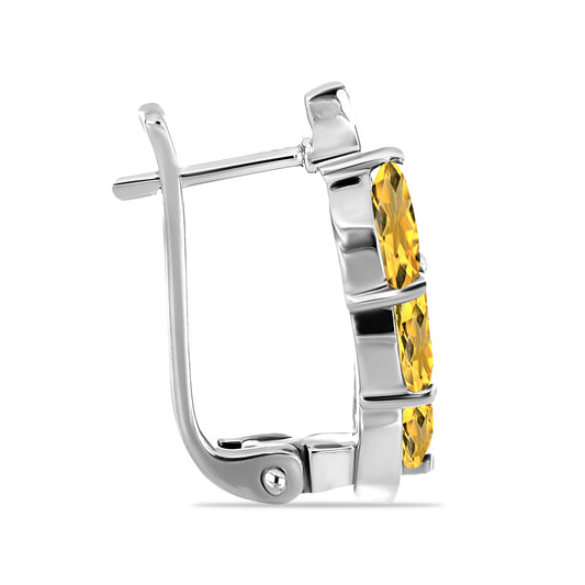 Stříbrné Náušnice s Uralským Citrínem