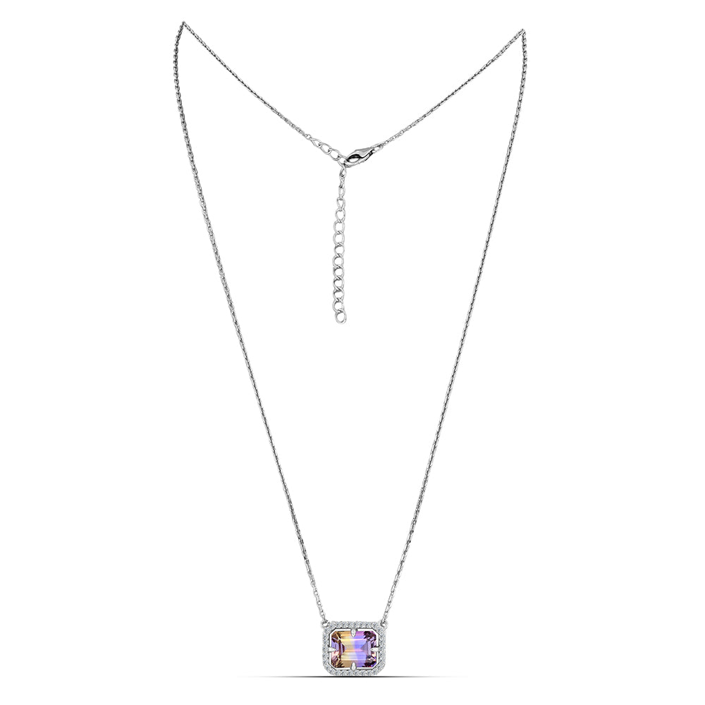 Stříbro 925/1000 Náhrdelník s Anahi Ametrínem a Bílým Topazem - Karátové číslo: 3.44. přibližná hmotnost: 4.32 gramů 1 