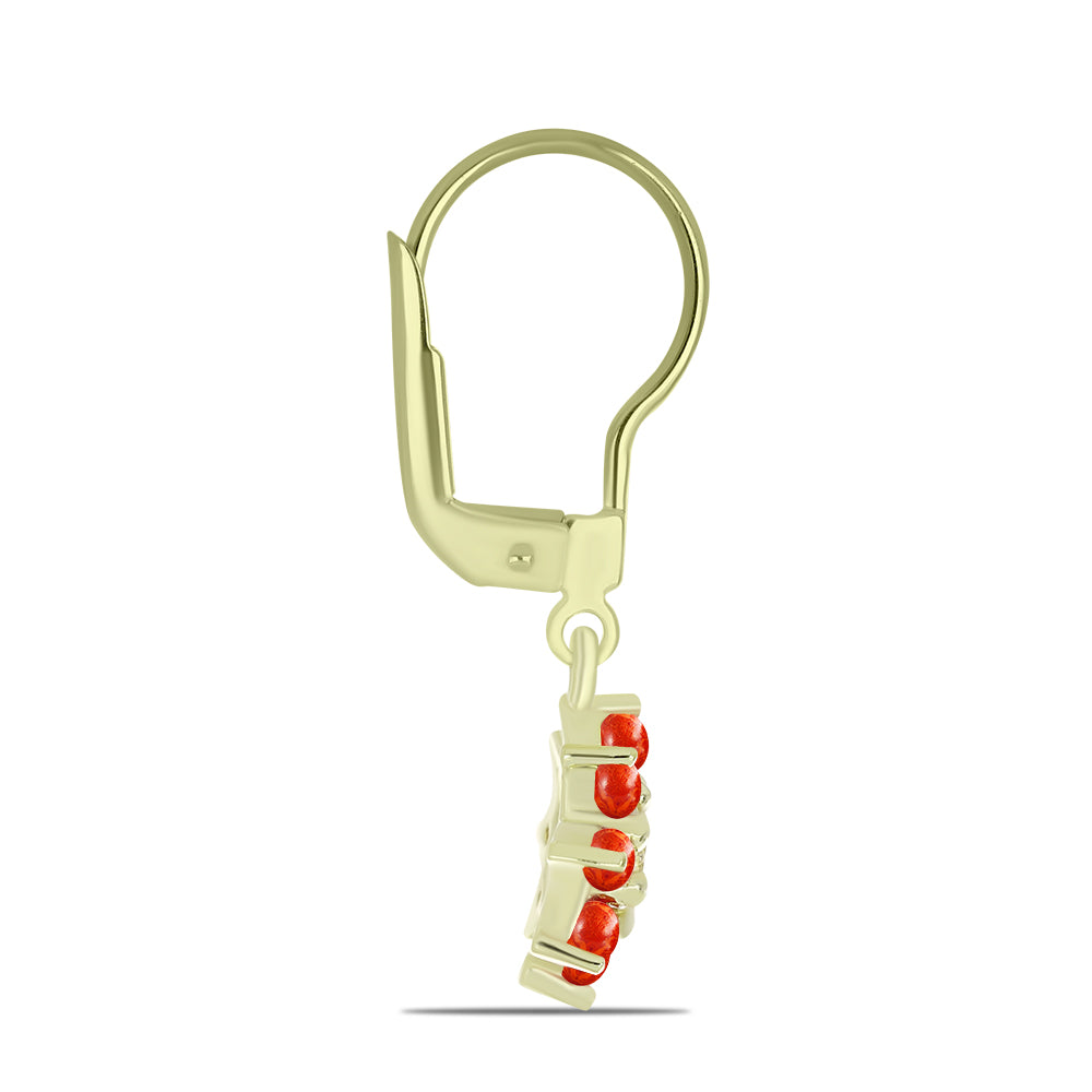 Pozlacené stříbro 925/1000 Náušnice s Červeným Houbovým Korálem a Bílým Topazem - Karátové číslo: 1.25. přibližná hmotnost: 2.5 gramů 2 