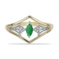Pozlacené Stříbro 925/1000 - Prsten s Zambijským Smaragdem a Bílým Topazem - Karátové číslo: 0.23. přibližná hmotnost: 2.55 gramů