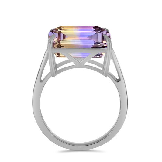 Stříbro 925/1000 Prsten s Anahi Ametrínem - Karátové číslo: 6.48. přibližná hmotnost: 4.2 gramů
