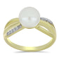 Pozlacené Stříbro 925/1000 - Prsten s Bílou Sladkovodní Perlou a Bílým Topazem - Karátové číslo: 3. přibližná hmotnost: 3.77 gramů