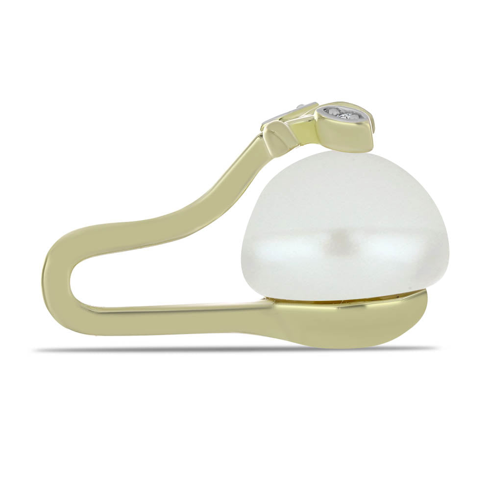 Pozlacené Stříbro 925/1000 - Přívěsek s Bílou Sladkovodní Perlou a Bílým Topazem - Karátové číslo: 5.67. přibližná hmotnost: 2.52 gramů 2 