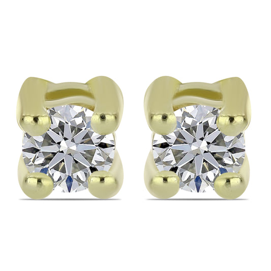 Pozlacené Stříbrné Náušnice s Certifikovaný Diamantem pěstovaný v laboratoři