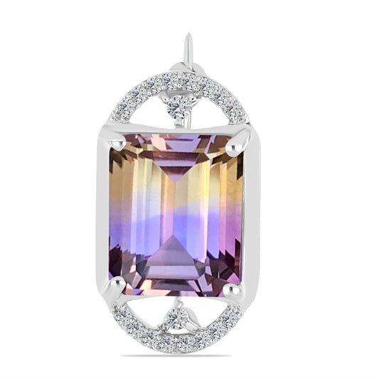 Stříbro 925/1000 - Brož s Anahi Ametrínem a Bílým Topazem - Karátové číslo: 6. přibližná hmotnost: 3.53 gramů