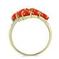 Pozlacený Stříbrný Prsten s Červeným Houbovým Korálem a Bílým Topazem