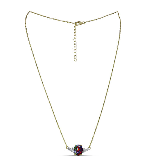 Pozlacený Stříbrný Náhrdelník s Půlnočně Černým Etiopským Opálem z Lega Dembi a Bílým Topazem