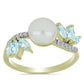 Pozlacený Stříbrný Prsten s Bílou Sladkovodní Perlou a Akvamarínem