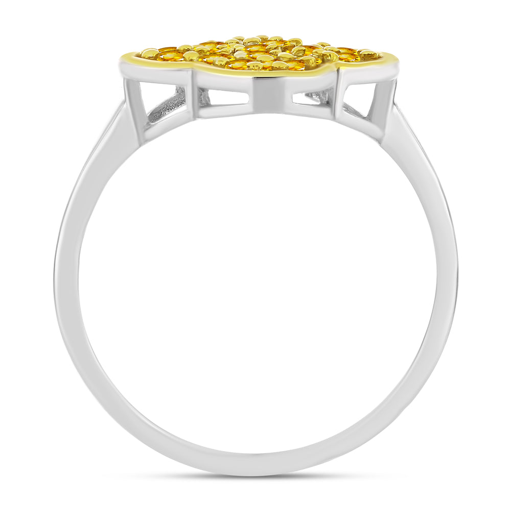 Stříbro 925/1000 - Prsten s Uralským Citrínem - Karátové číslo: 0.73. přibližná hmotnost: 2.56 gramů