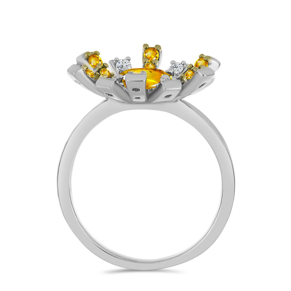 Stříbro 925/1000 - Prsten s Uralským Citrínem - Karátové číslo: 1.91. přibližná hmotnost: 4.44 gramů 2 