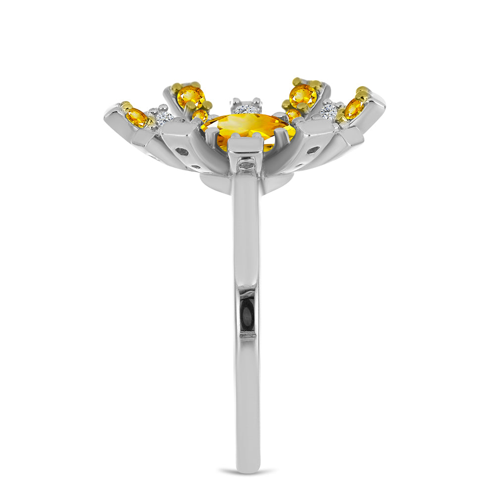 Stříbro 925/1000 - Prsten s Uralským Citrínem - Karátové číslo: 1.91. přibližná hmotnost: 4.44 gramů 4 