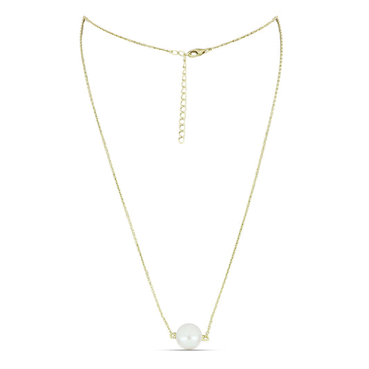 Pozlacený Stříbrný Náhrdelník s Bílou Sladkovodní Perlou