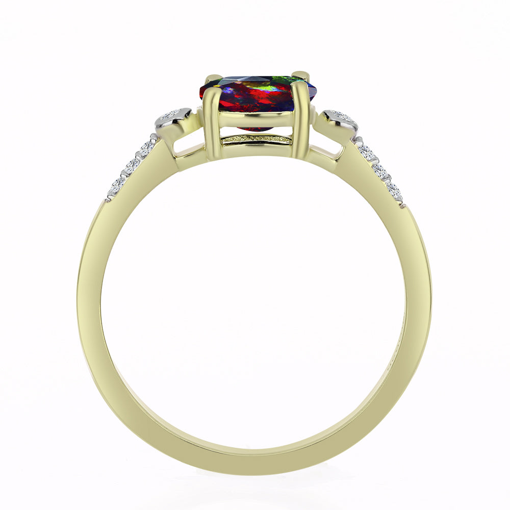 Pozlacený Stříbrný Prsten s Půlnočně Černým Etiopským Opálem z Lega Dembi a Bílým Topazem 2 