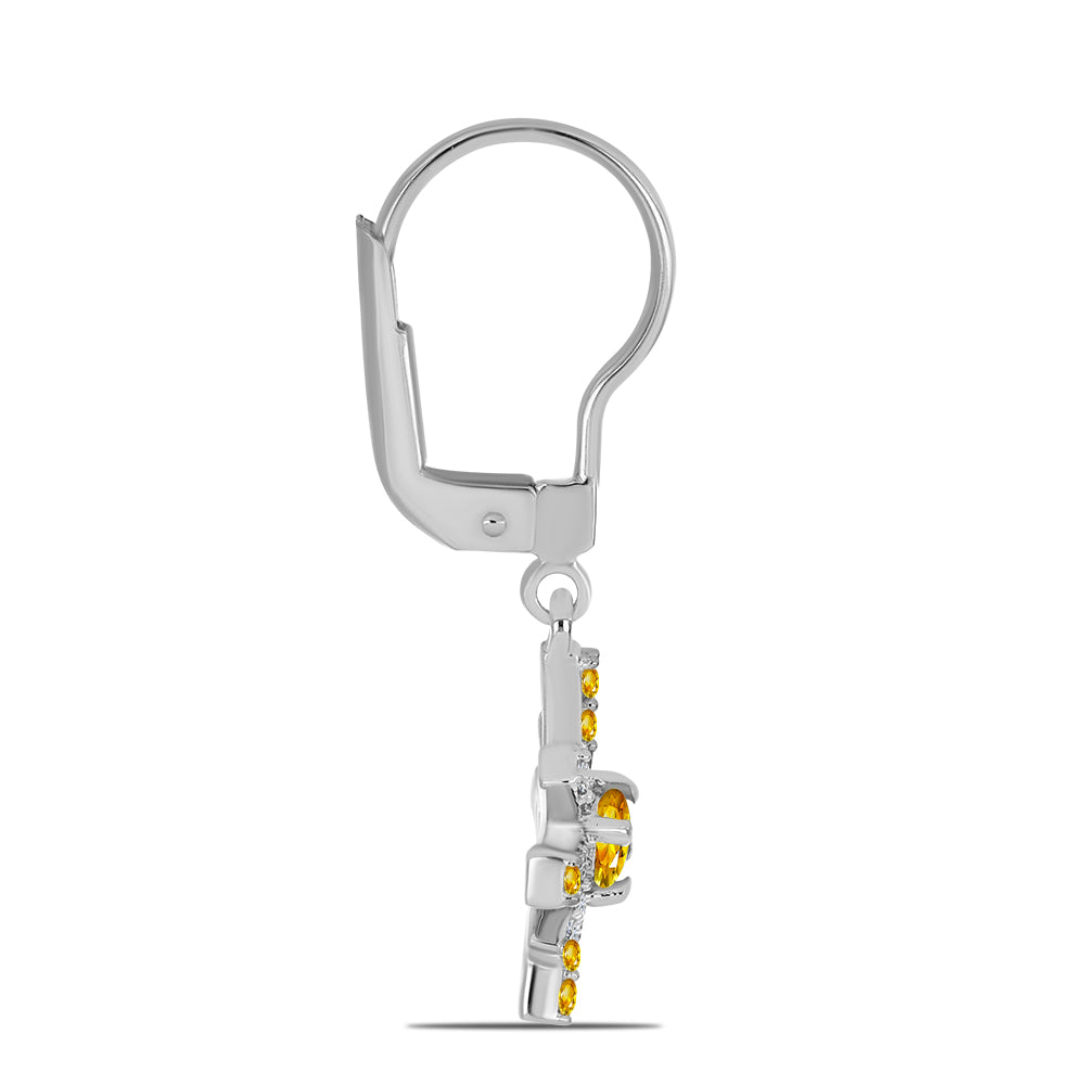 925 / 1000 Sterlingové Stříbro Náušnice s Uralským Citrínem a Bílým Topazem 2 