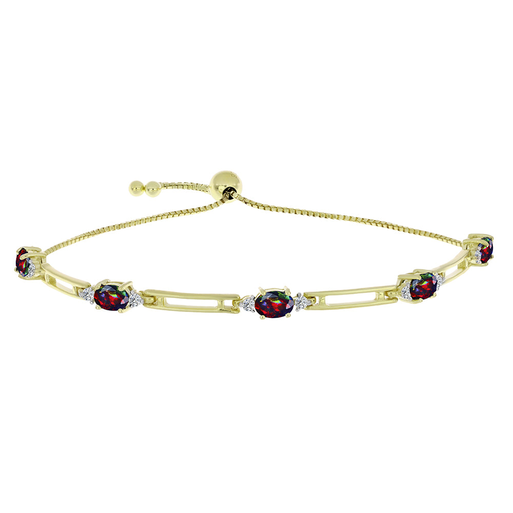 Pozlacený Stříbrný Náramek s Půlnočně Černým Etiopským Opálem z Lega Dembi a Bílým Topazem