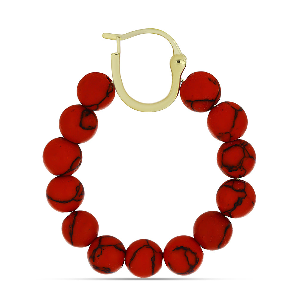 Pozlacené Stříbro 925/1000 - Náušnice s Červeným Houbovým Korálem - Karátové číslo: 34.17. přibližná hmotnost: 8.33 gramů 2 